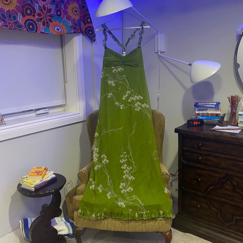 vintage MSSP green flowy dress